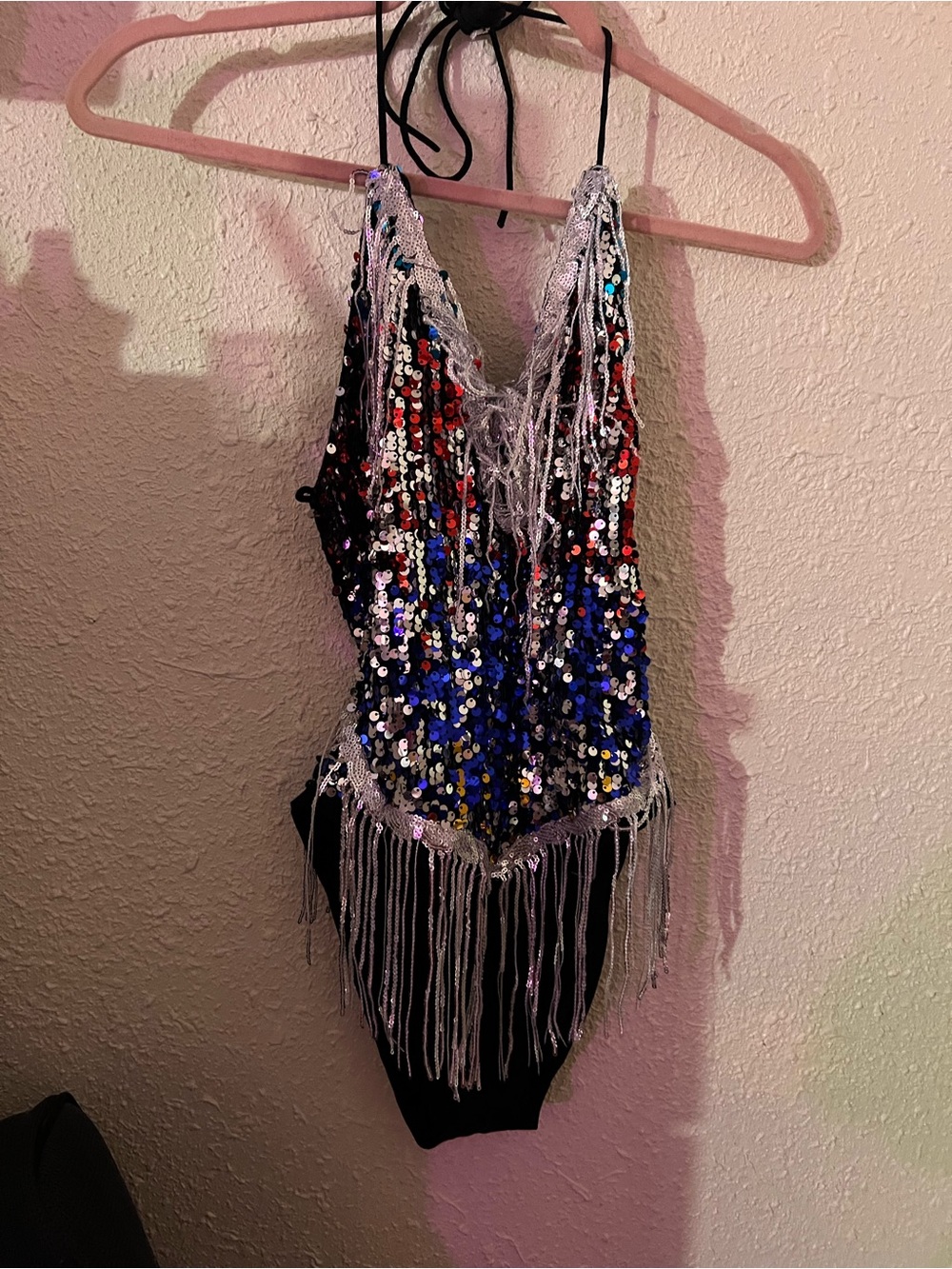 Sequined Fringe One-Piece Bodysuit in Multi-Color